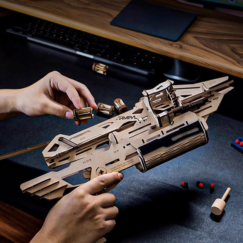 3D Wooden Puzzles Series Handheld Railgun