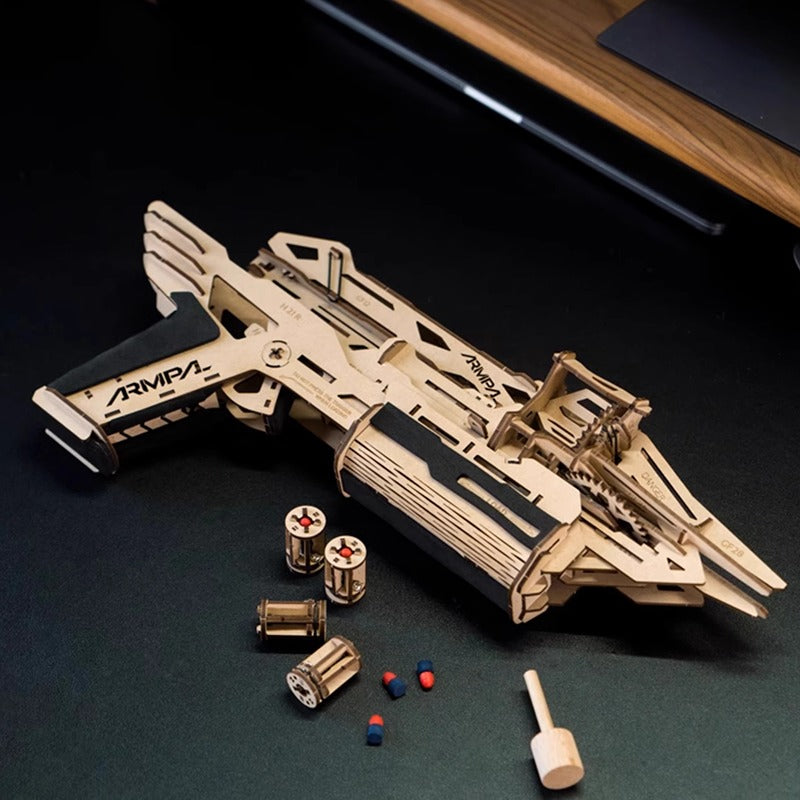 3D Wooden Puzzles Series Handheld Railgun