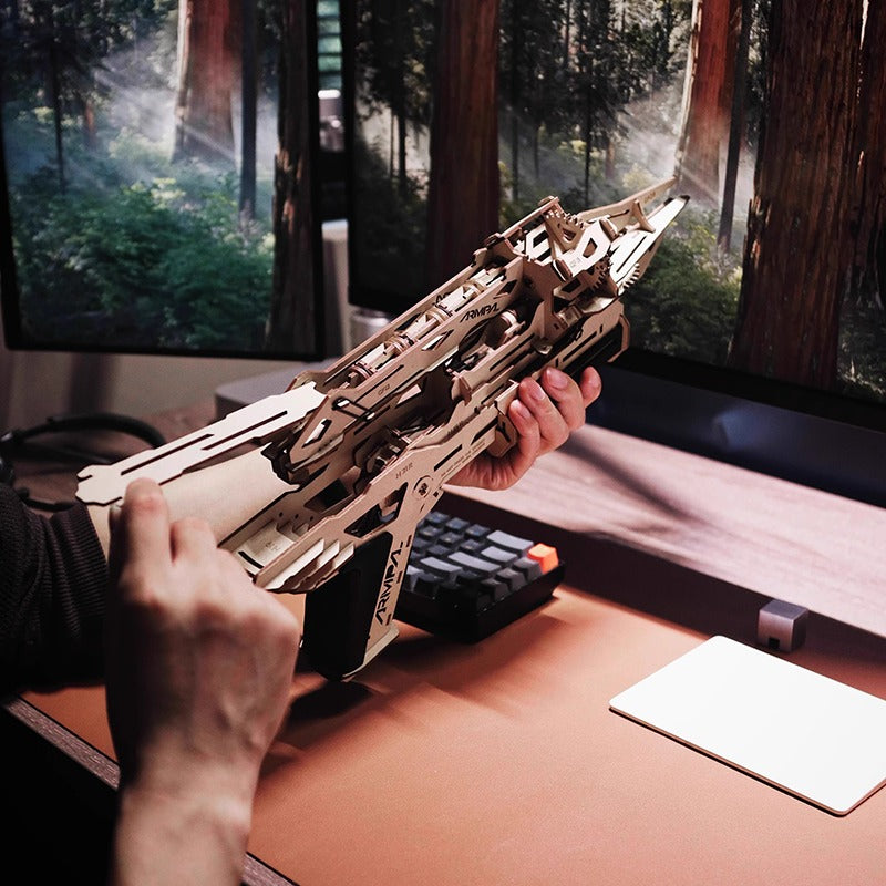 3D Wooden Puzzles Series Handheld Railgun
