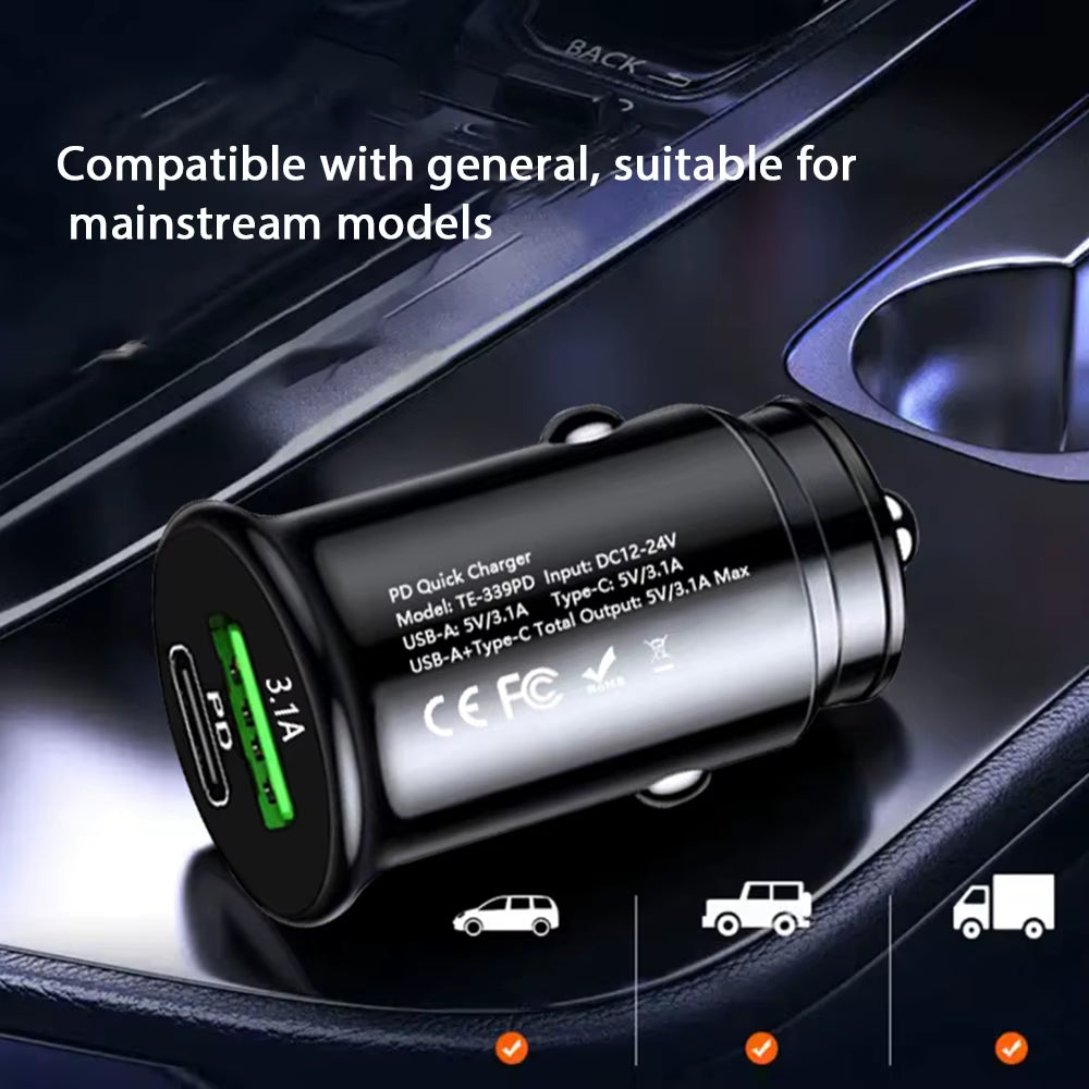 Portable USB Mini Metal Car Charger