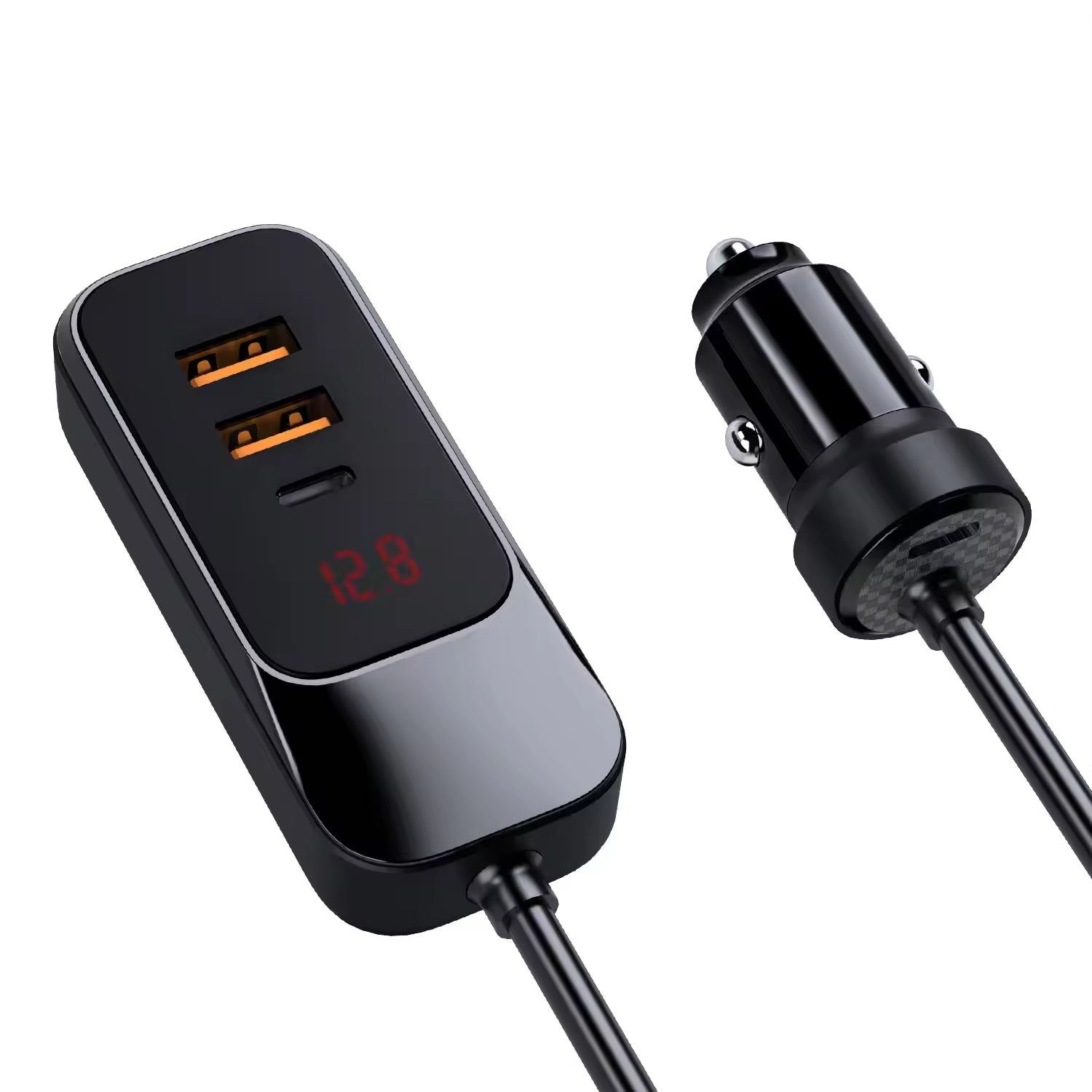 Car Charger 4-Port 120W max,with 1.5m Extension Cable for Rear Seats