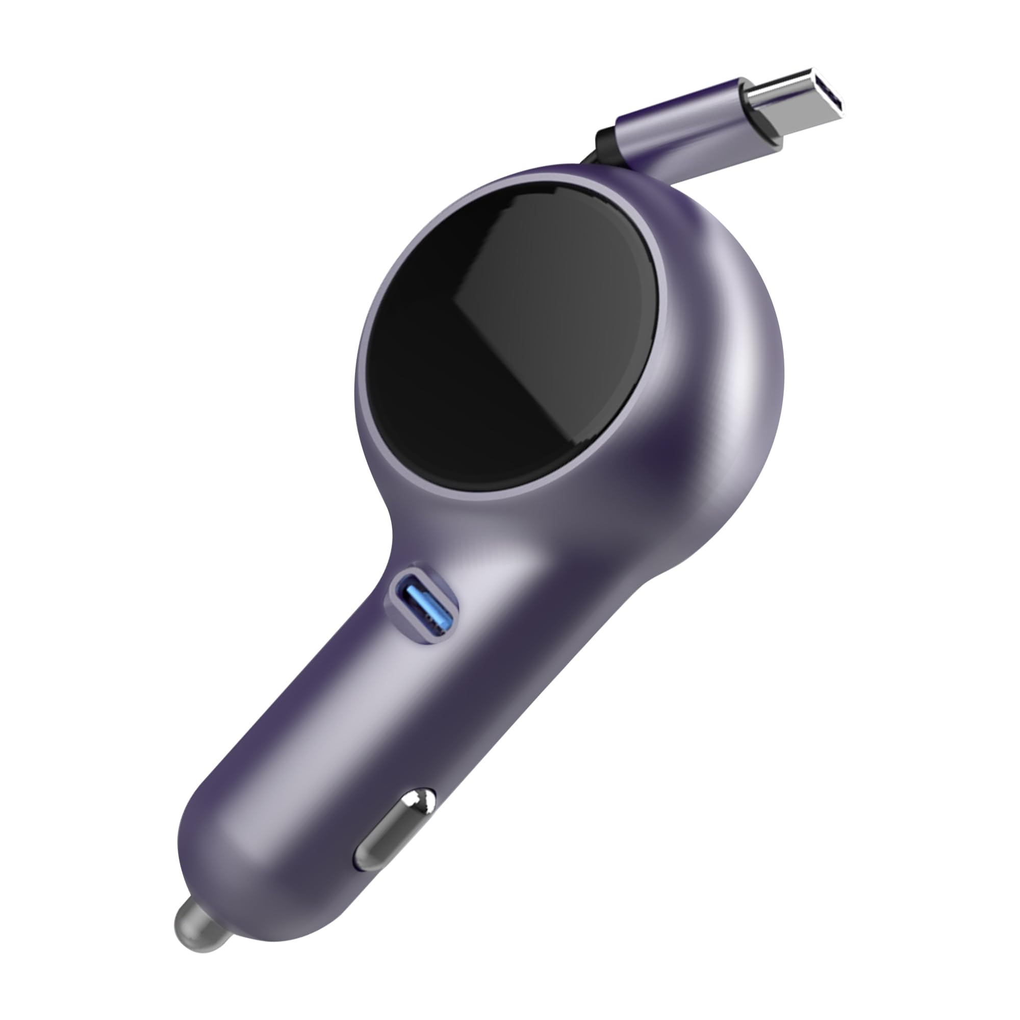 Fast Charging Car Charger with USB-C Retractable Cable
