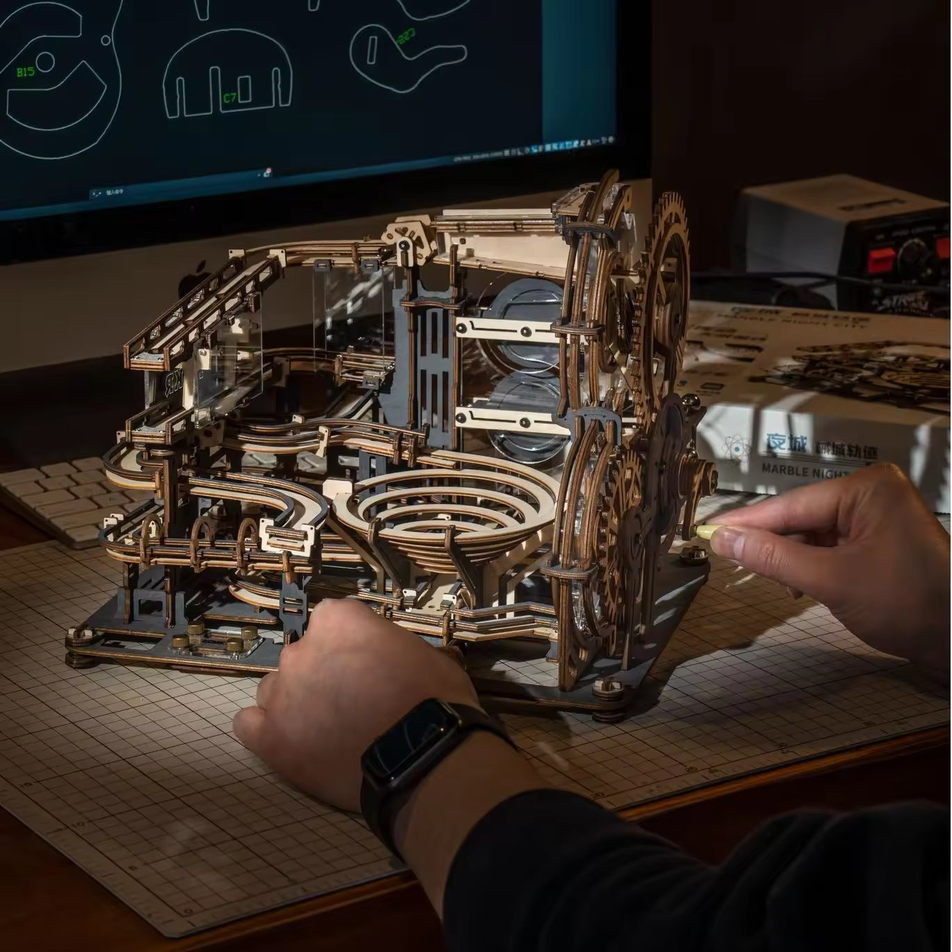 3D Wooden Puzzles Series Night City Marble Run