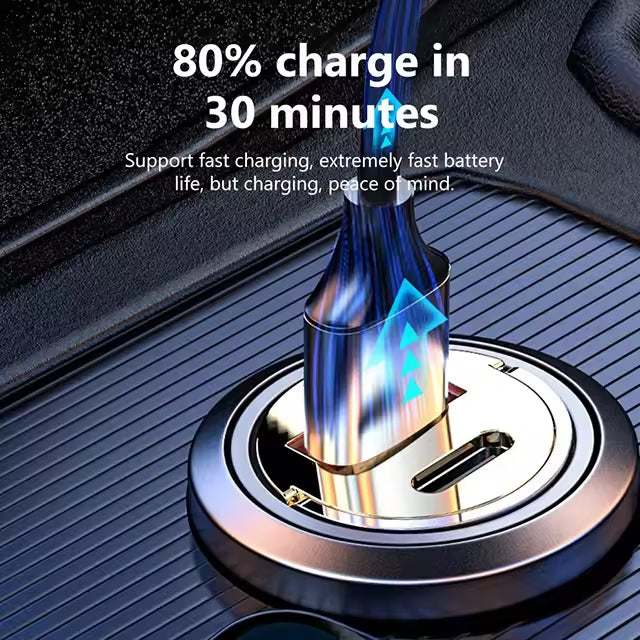 120W Mini Car Charger with USB C QC3.0 PD Type C