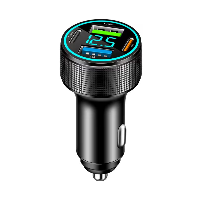 66W Car Charger 4 Port USB Car Charger Adapter PD QC3.0