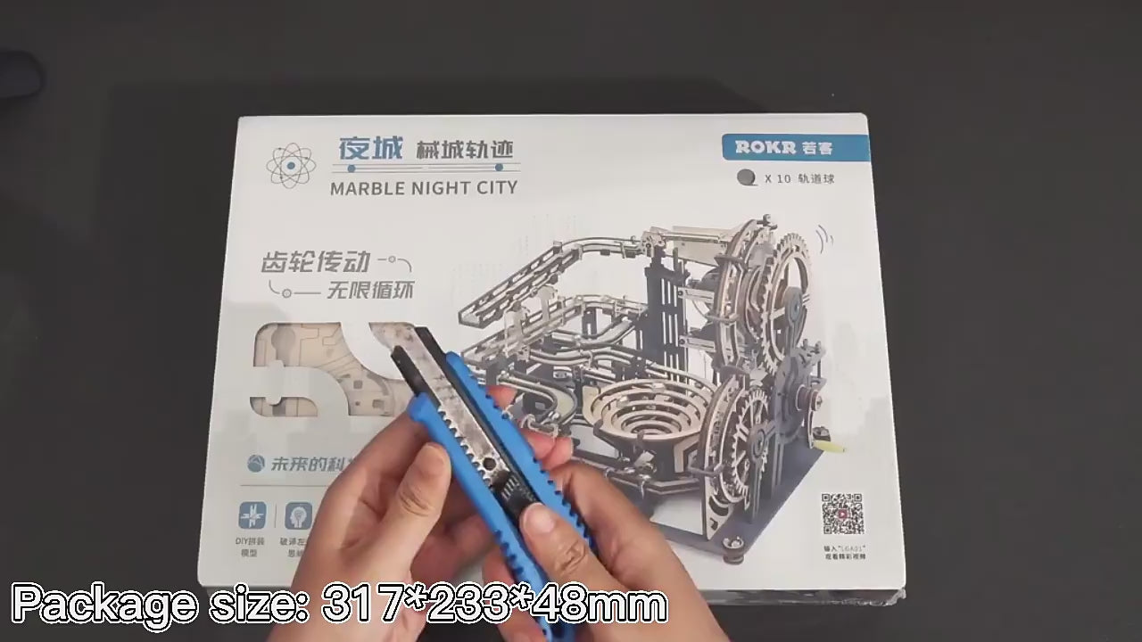 3D Wooden Puzzles Series Night City Marble Run